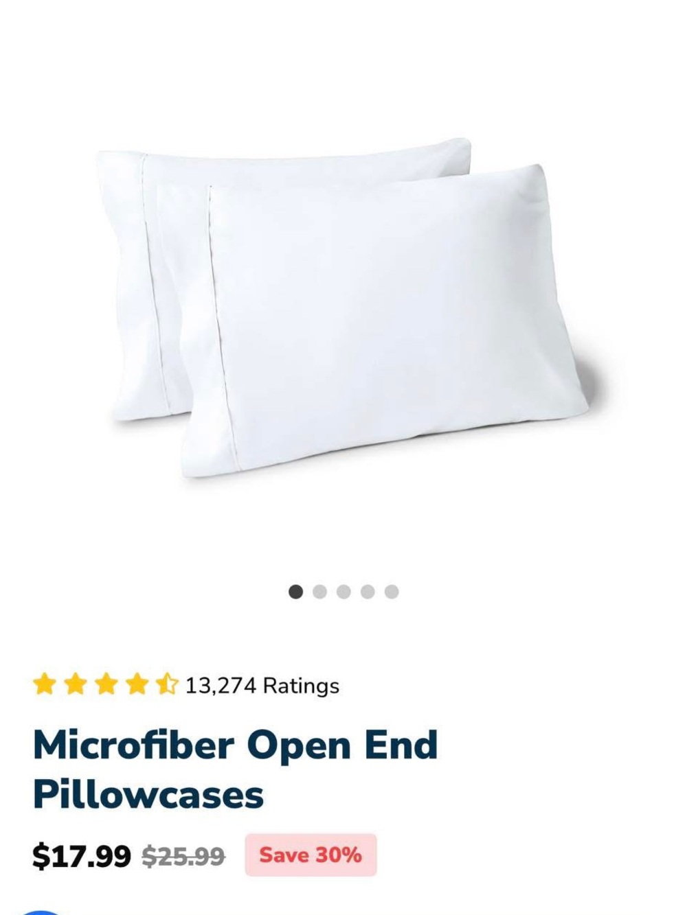 Soft Microfiber Pillowcases in White – Pack of 2